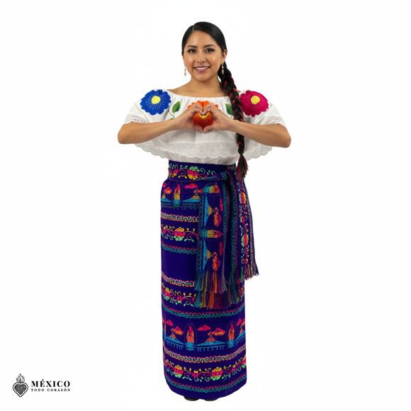 Traditional Mexican Floral Cambaya Dress Set – Handmade Three-Pieces - Picture 5 of 8